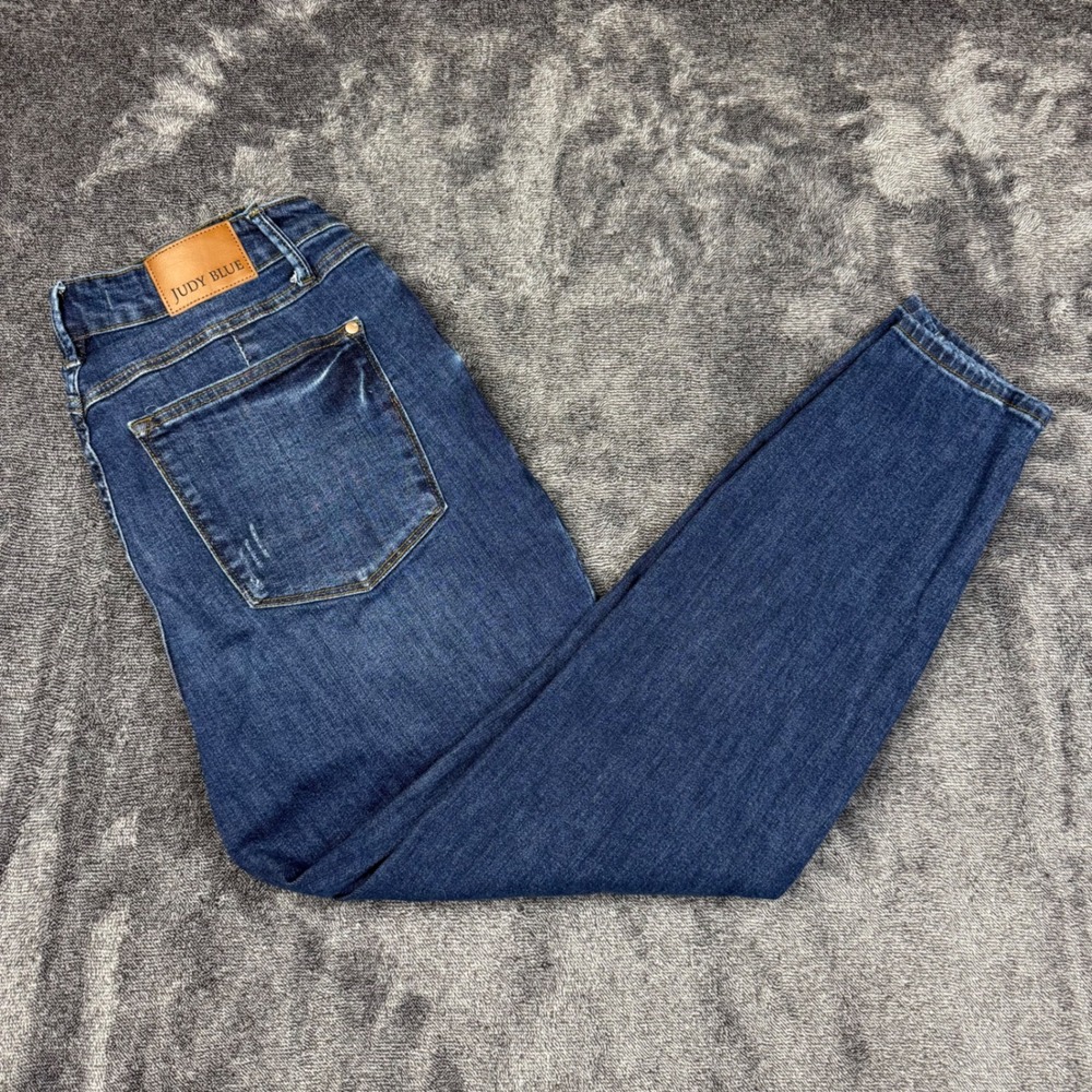 Judy Blue Jeans Women 14W Blue Skinny Fit High Rise Distressed JB88692 DK